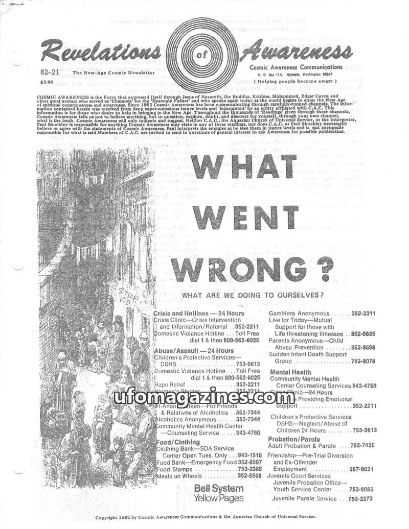 Cover of Cosmic Awareness - 1982 21 - mind psychology subconscious meditation health afterlife death cancer war nuclear