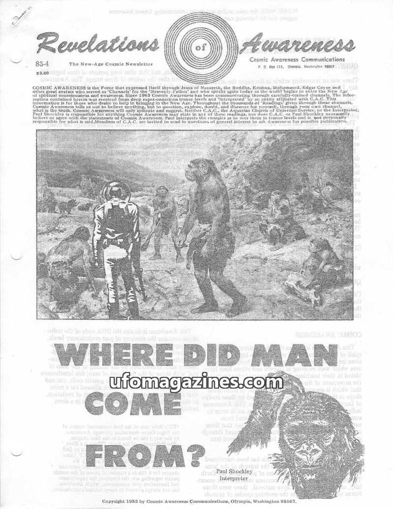 Cover of Cosmic Awareness - 1983 04 - money economy finance evolution nuclear weather income tax irs light worker war