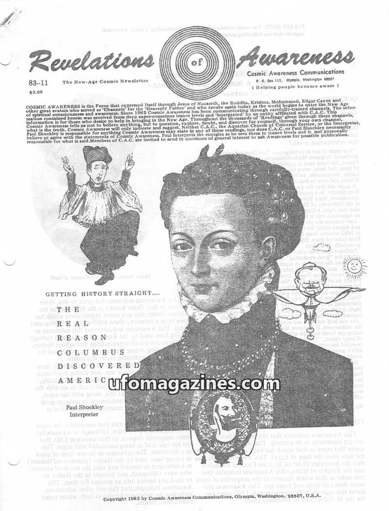 Cover of Cosmic Awareness - 1983 11 - health religion lemons heal church christianity cancer drug columbus breath