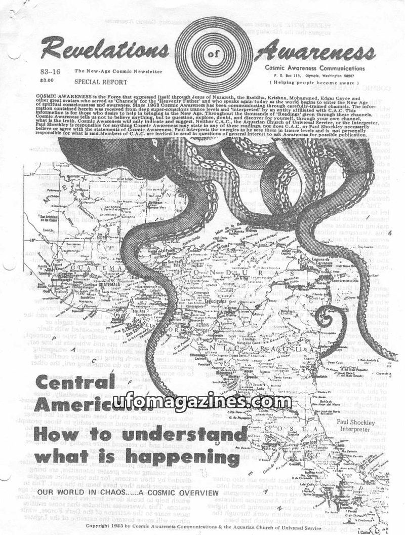 Cover of Cosmic Awareness - 1983 16 - weather alien religion robotoids robots synthetics usa evil ahriman russia