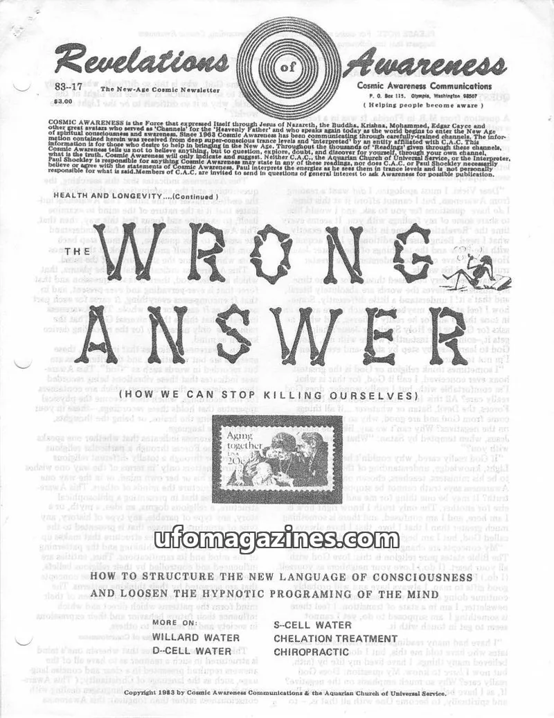 Cover of Cosmic Awareness issue 83-17: Revelations of Awareness