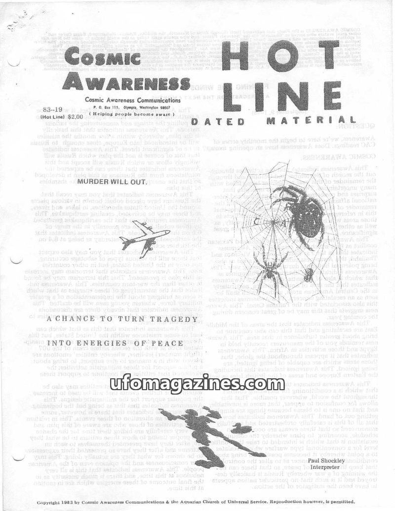 Cover of Cosmic Awareness - 1983 19 - war russia weapon nuclear bolshevik secret forecast murder prediction realians