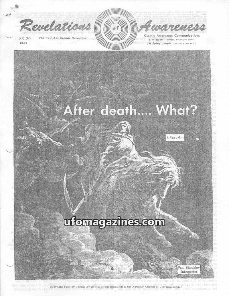 Cover of Cosmic Awareness - 1983 20 - afterlife death psychology mind subconscious god dream religion secret sleep