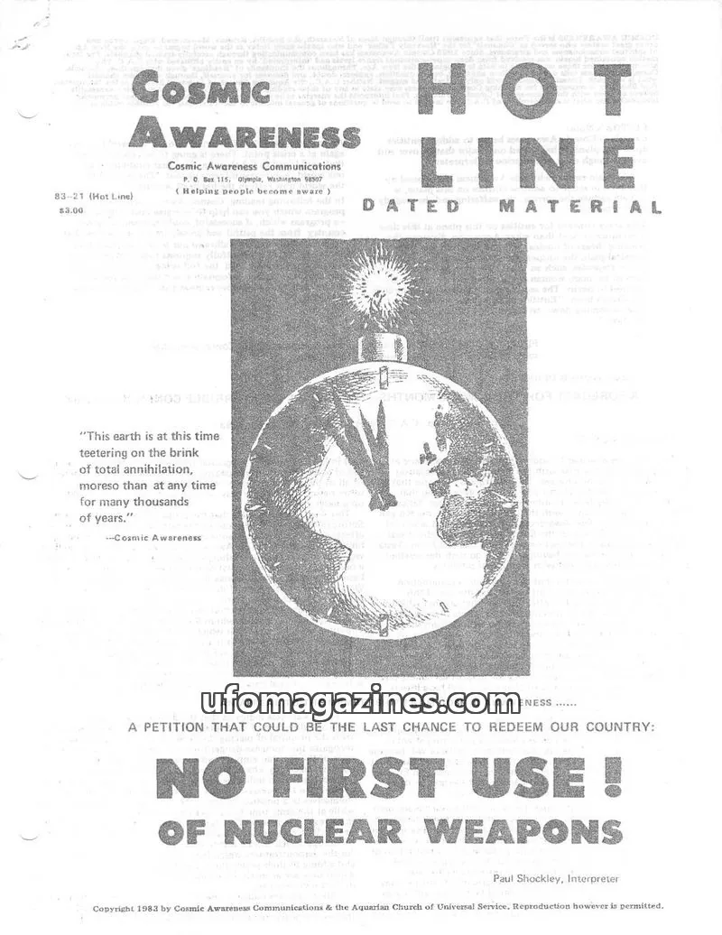 Cover of Cosmic Awareness issue 83-21: Cosmic Awareness HOT LINE