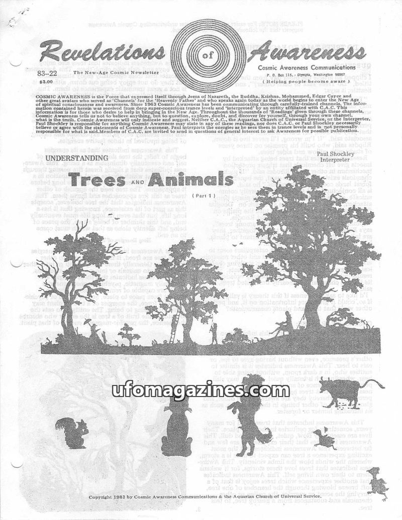 Cover of Cosmic Awareness - 1983 22 - tree cat war health soul god parasite spear of destiny disease worm