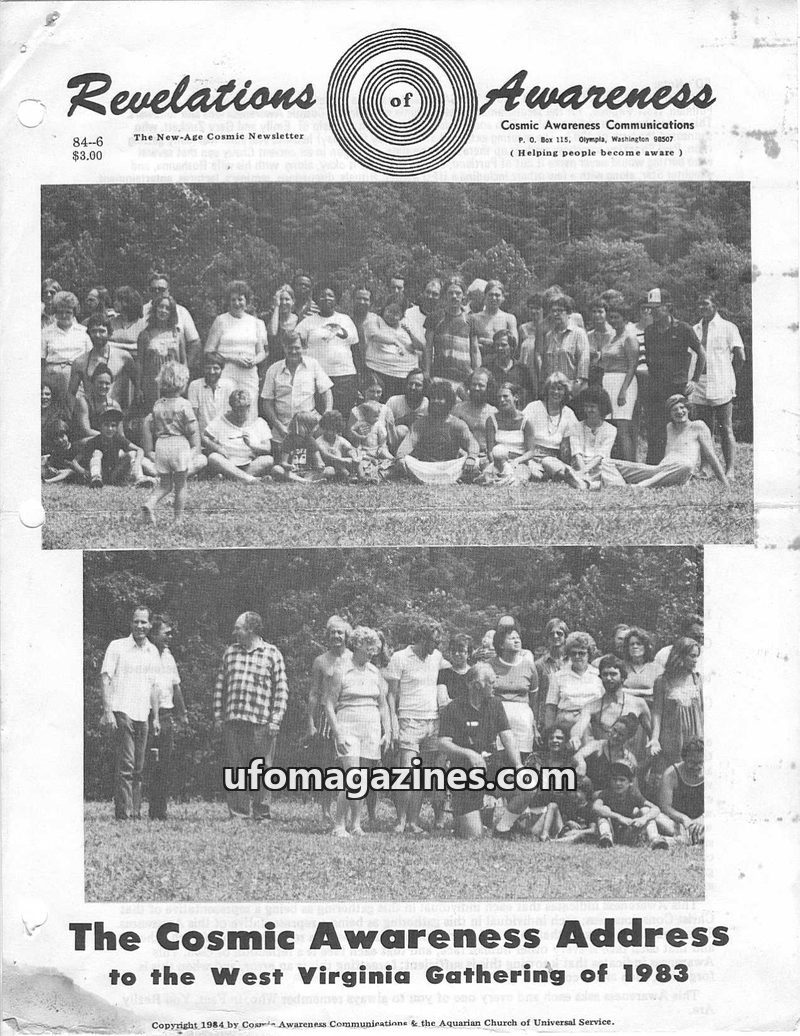 Cover of Cosmic Awareness - 1984 06 - religion church aquarian christianity jesus vibration virginia west virginia central sun health