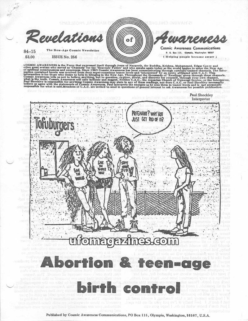 Cover of Cosmic Awareness - 1984 15 - health religion birth immune system christianity aids sex psionic birth control abortion