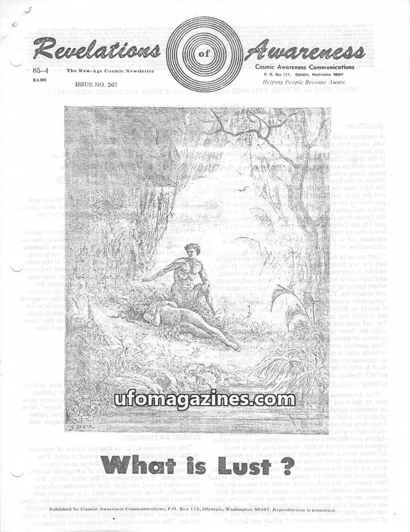 Cover of Cosmic Awareness - 1985 04 - lust money sex health soul karma oversoul heal alien love