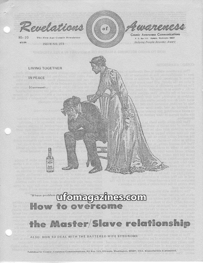 Cover of Cosmic Awareness - 1985 10 - religion vanity health love alcohol christianity fear libido war politics