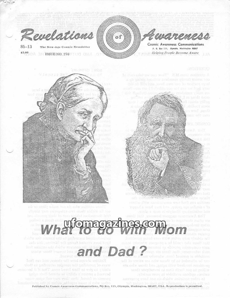 Cover of Cosmic Awareness - 1985 13 - religion family psychology karma dinosaur christianity mind subconscious church cosmic law