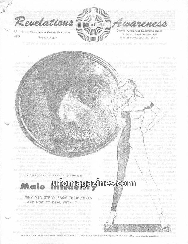 Cover of Cosmic Awareness - 1985 14 - health guilt vanity disease eye religion glaucoma karma menopause robotoids