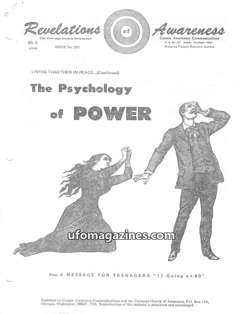 Cover of Cosmic Awareness - 1986 05 - cosmic law law of soul health money children psychology law of inertia war economy