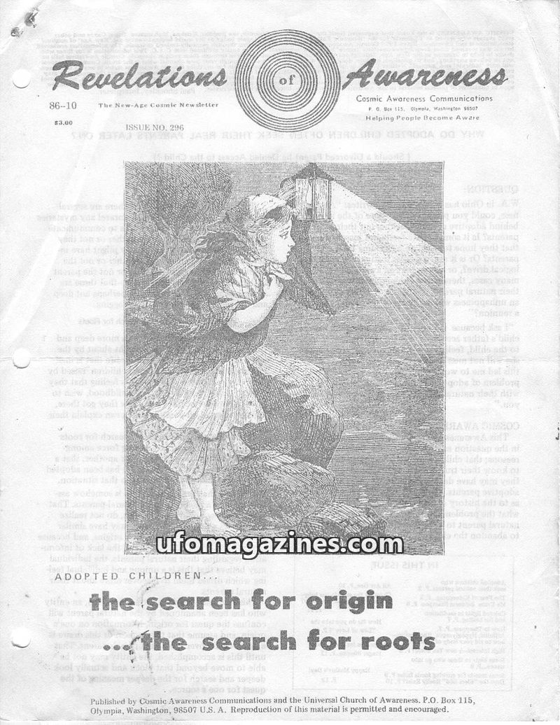 Cover of Cosmic Awareness - 1986 10 - health psychology mind subconscious children arthritis religion realians heal rheumatism