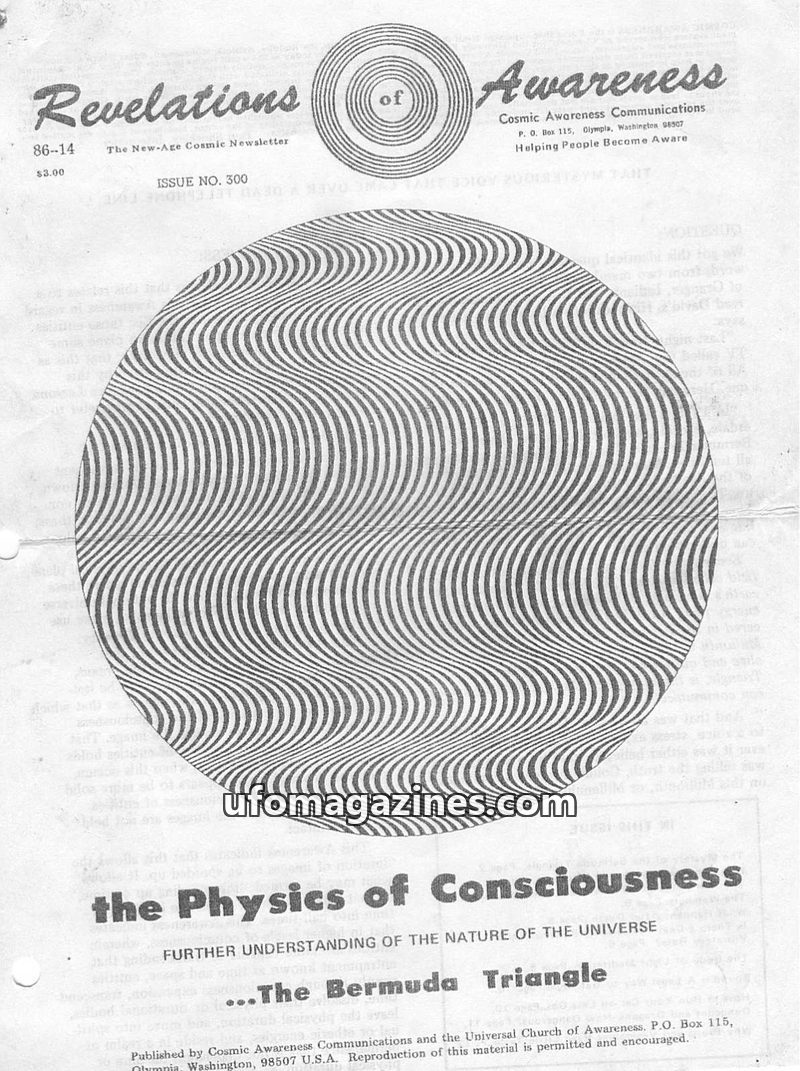 Cover of Cosmic Awareness - 1986 14 - dimension afterlife death mind psychology subconscious alien meditation realians religion