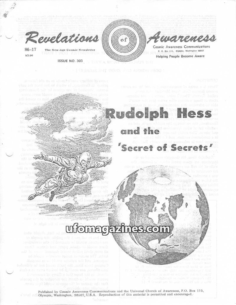 Cover of Cosmic Awareness - 1986 17 - secret society new world order illuminati health secret heart alien hitler psychic religion