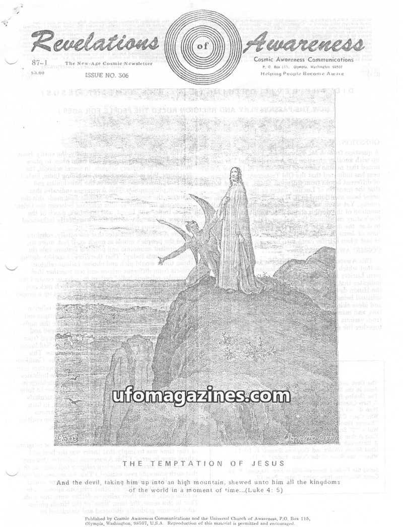 Cover of Cosmic Awareness - 1987 01 - religion christianity jesus birth health space war economy finance alien