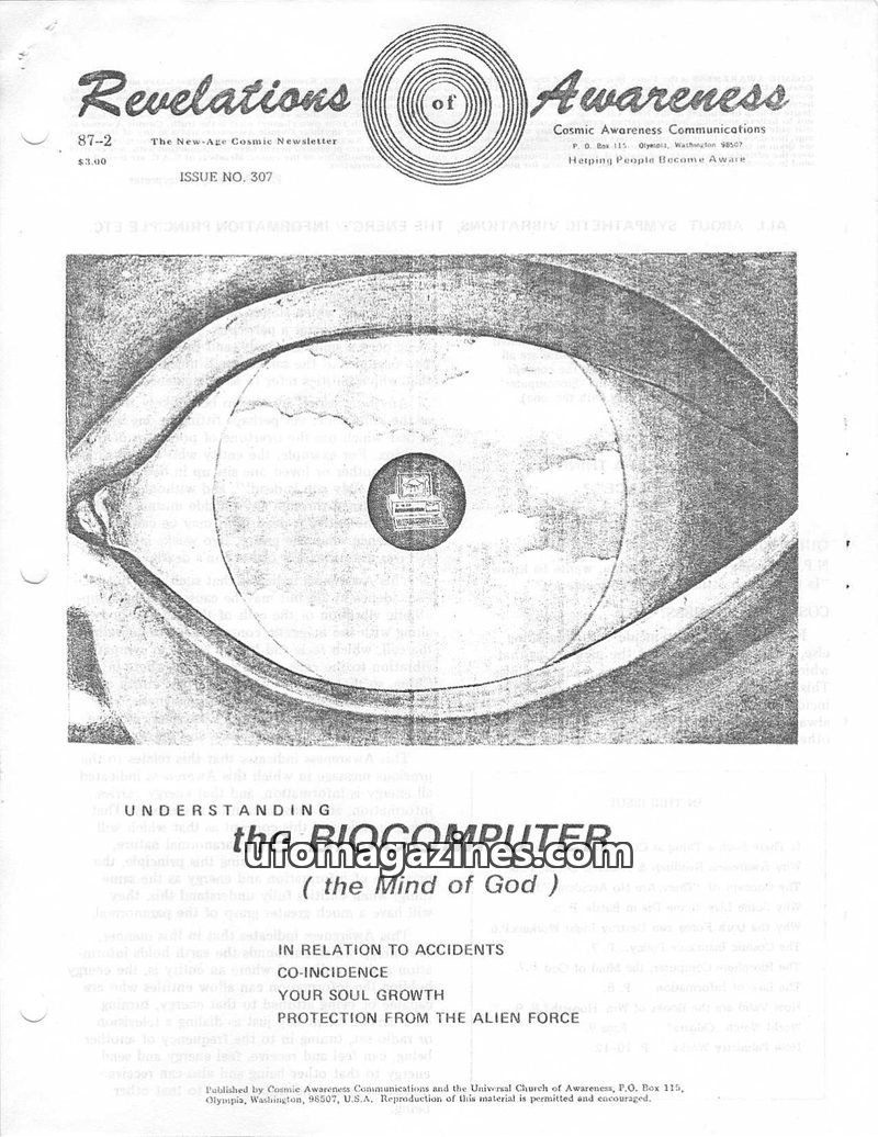 Cover of Cosmic Awareness - 1987 02 - health palmistry heart vibration politics god law of cosmic law light worker law of information