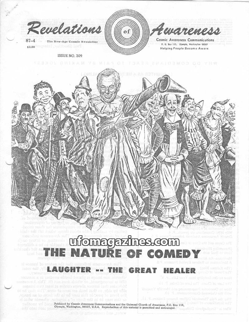 Cover of Cosmic Awareness - 1987 04 - humor health cosmic law law of eye law of chaos cancer glaucoma mind psychology