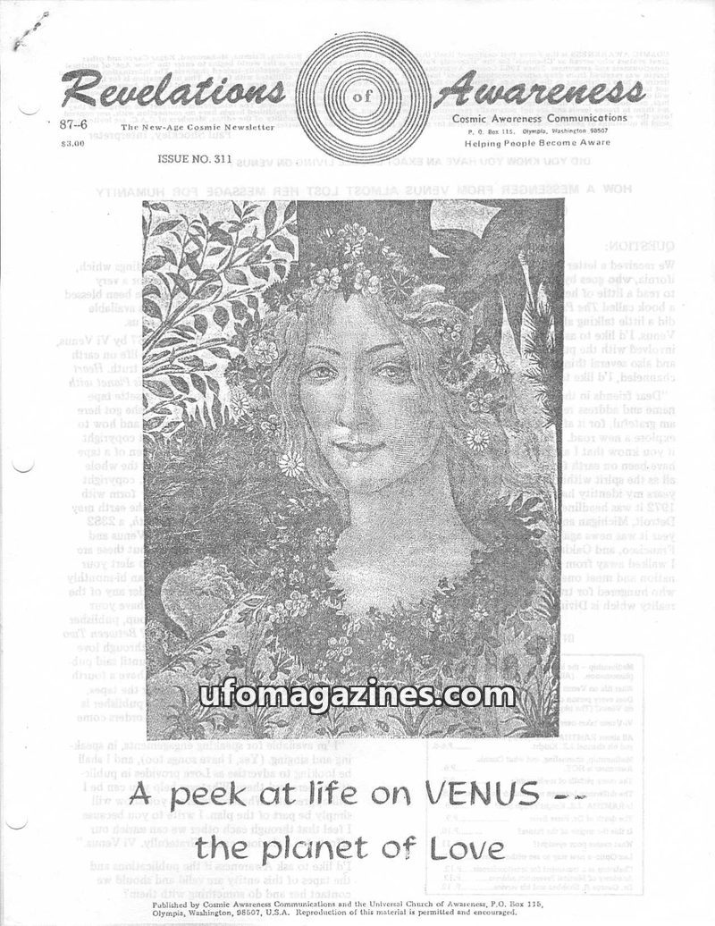 Cover of Cosmic Awareness - 1987 06 - space venus ramtha channel health love eye vibration afterlife death