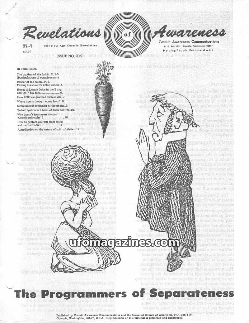 Cover of Cosmic Awareness - 1987 07 - religion psychology mind subconscious health christianity meditation astral projection