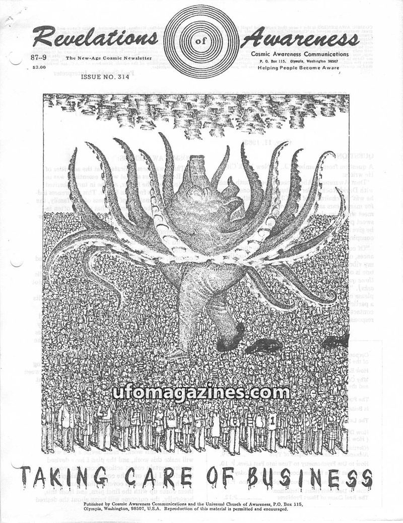 Cover of Cosmic Awareness - 1987 09 - health rockefeller heart religion alien ufo realians white brotherhood money disease