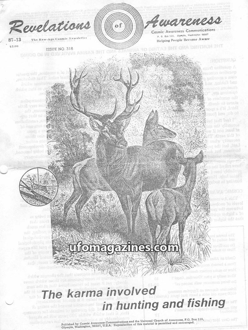 Cover of Cosmic Awareness - 1987 13 - karma psychology angel alien mind subconscious car egypt mummy religion