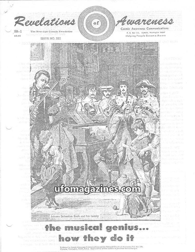 Cover of Cosmic Awareness - 1988 01 - music health sugar channel teeth art genius pyorrhea akashic records tunnel