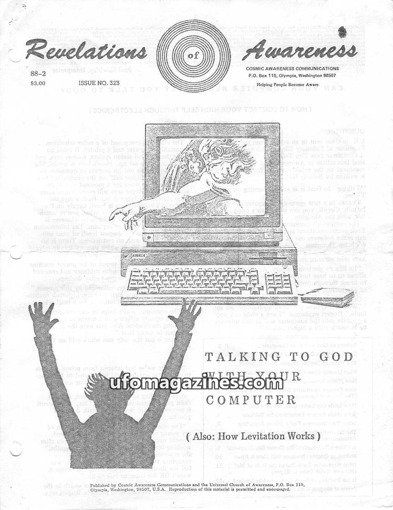 Cover of Cosmic Awareness - 1988 02 - ouija levitation politics rhyee god ralph duby isis maldek secret health