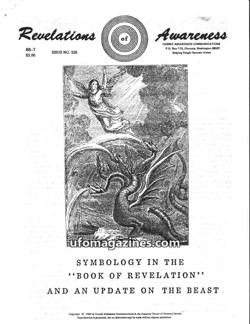 Cover of Cosmic Awareness - 1988 07 book of revelation symbology the beast update