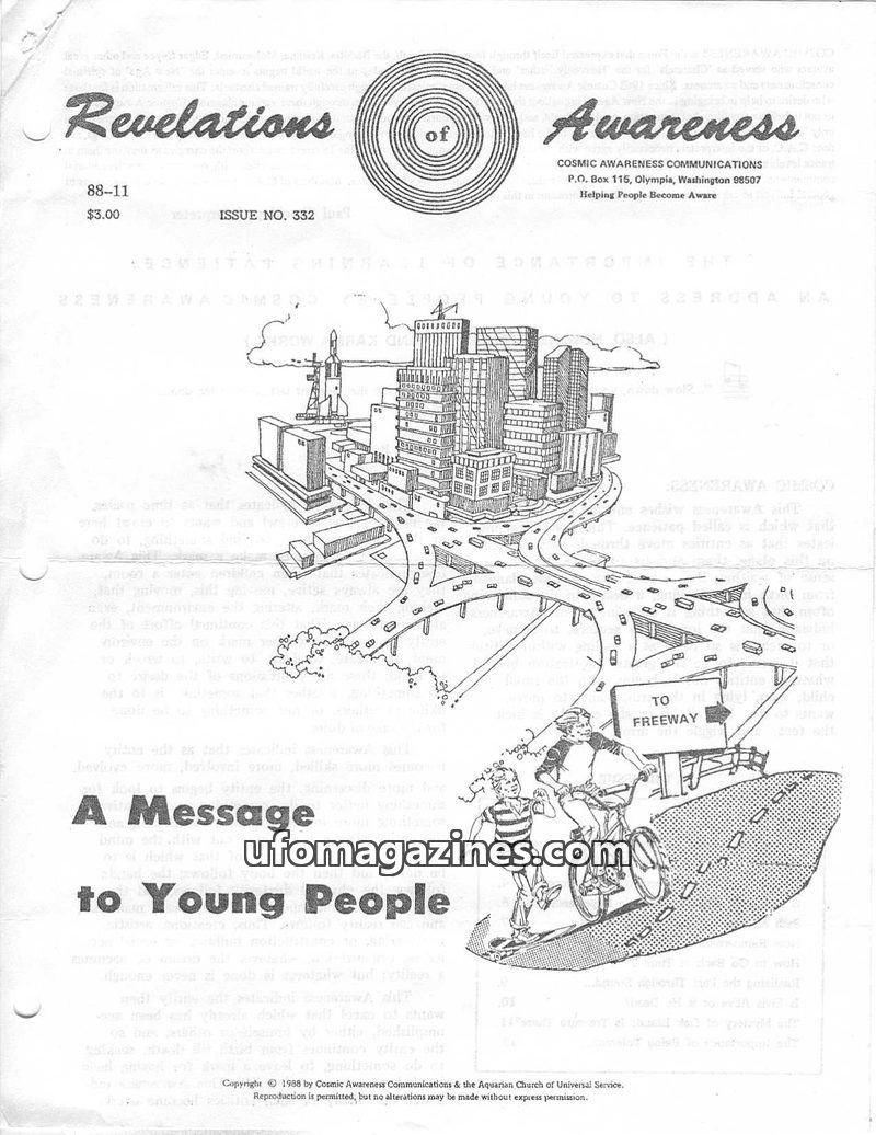 Cover of Cosmic Awareness - 1988 11 - afterlife cosmic law karma law of law of authority reincarnation money past lives elvis death