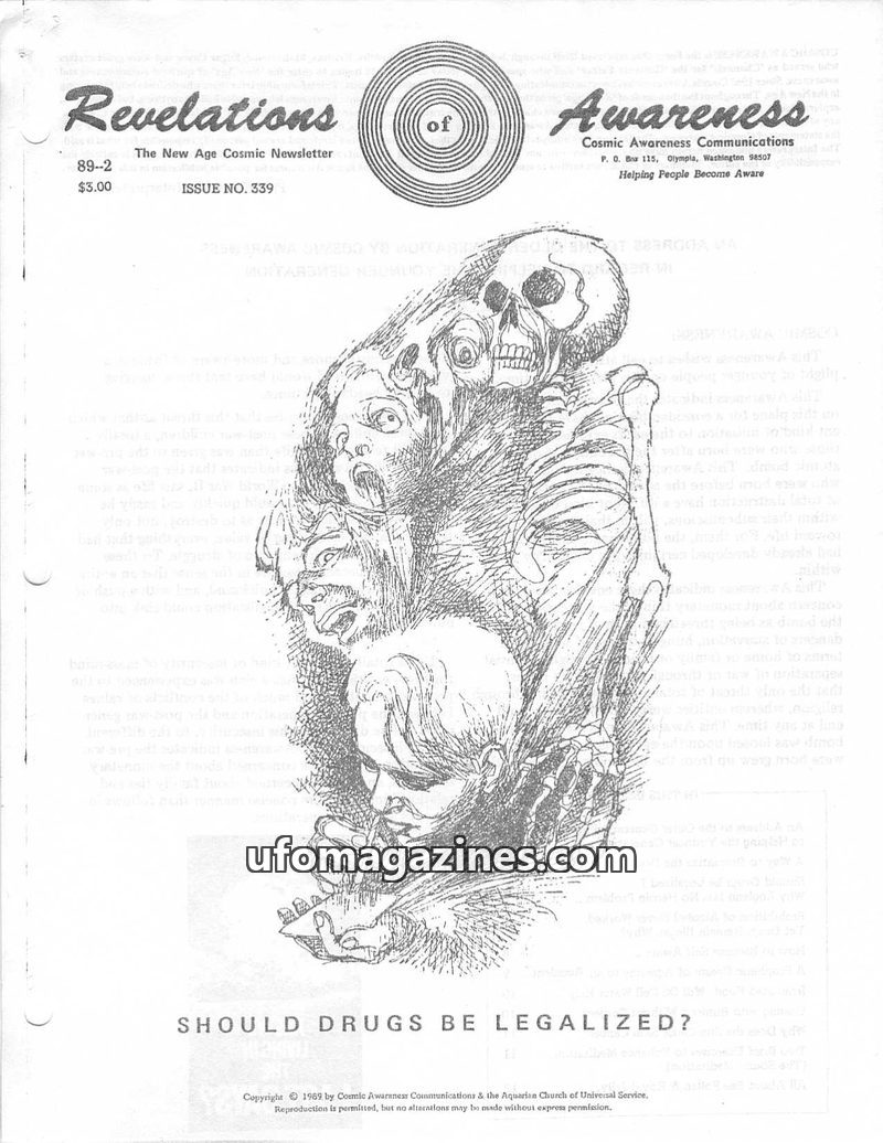 Cover of Cosmic Awareness - 1989 02 - drug health psychology mind bee subconscious bee pollen cancer skin dream