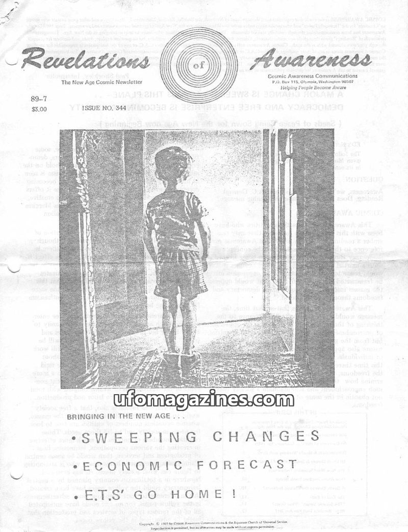 Cover of Cosmic Awareness - 1989 07 - alien ufo psychology democracy economy finance money war evil new world order