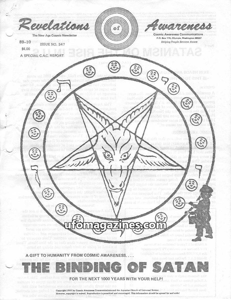 Cover of Cosmic Awareness - 1989 10 - hell satan religion christianity new age new world order secret society space church astrology