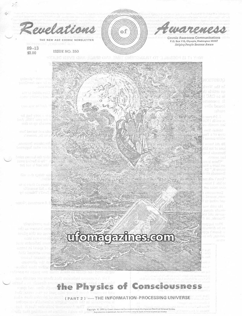 Cover of Cosmic Awareness - 1989 13 - afterlife death religion christianity god sex mind new age psychology subconscious