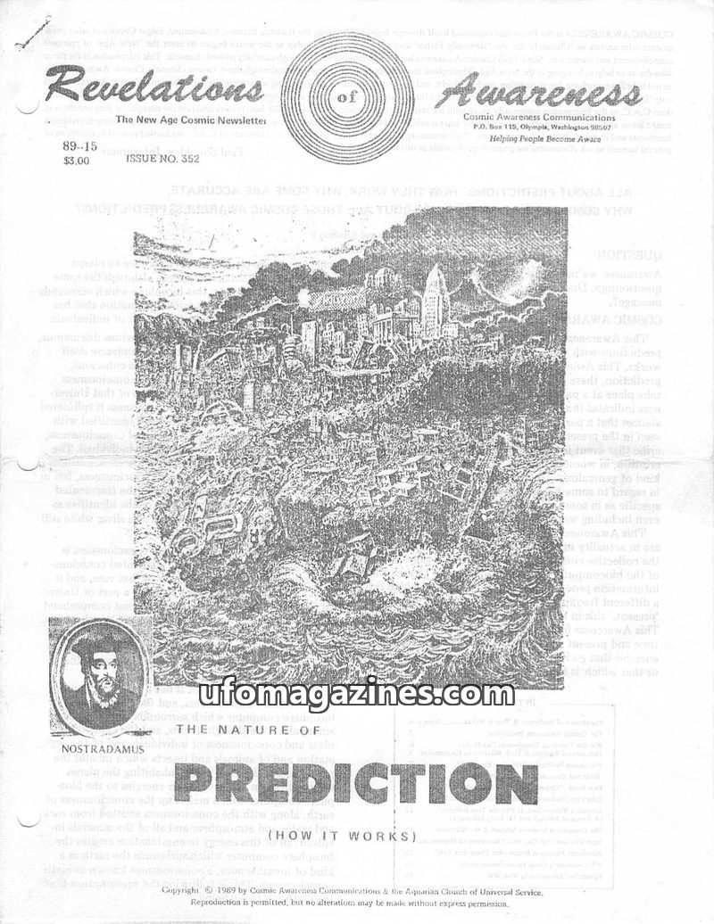 Cover of Cosmic Awareness - 1989 15 - religion forecast prediction alien jehovah mind psychology health subconscious paranoia