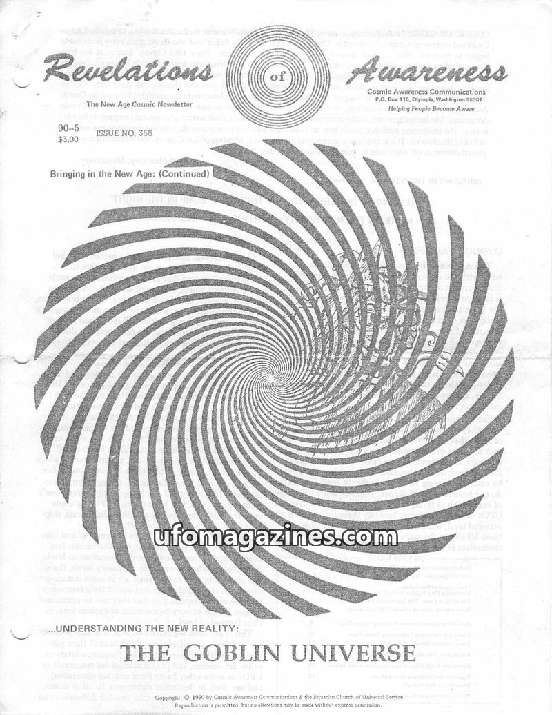 Cover of Cosmic Awareness - 1990 05 - alien moon health robotoid war cosmic law law of law of example eye secret