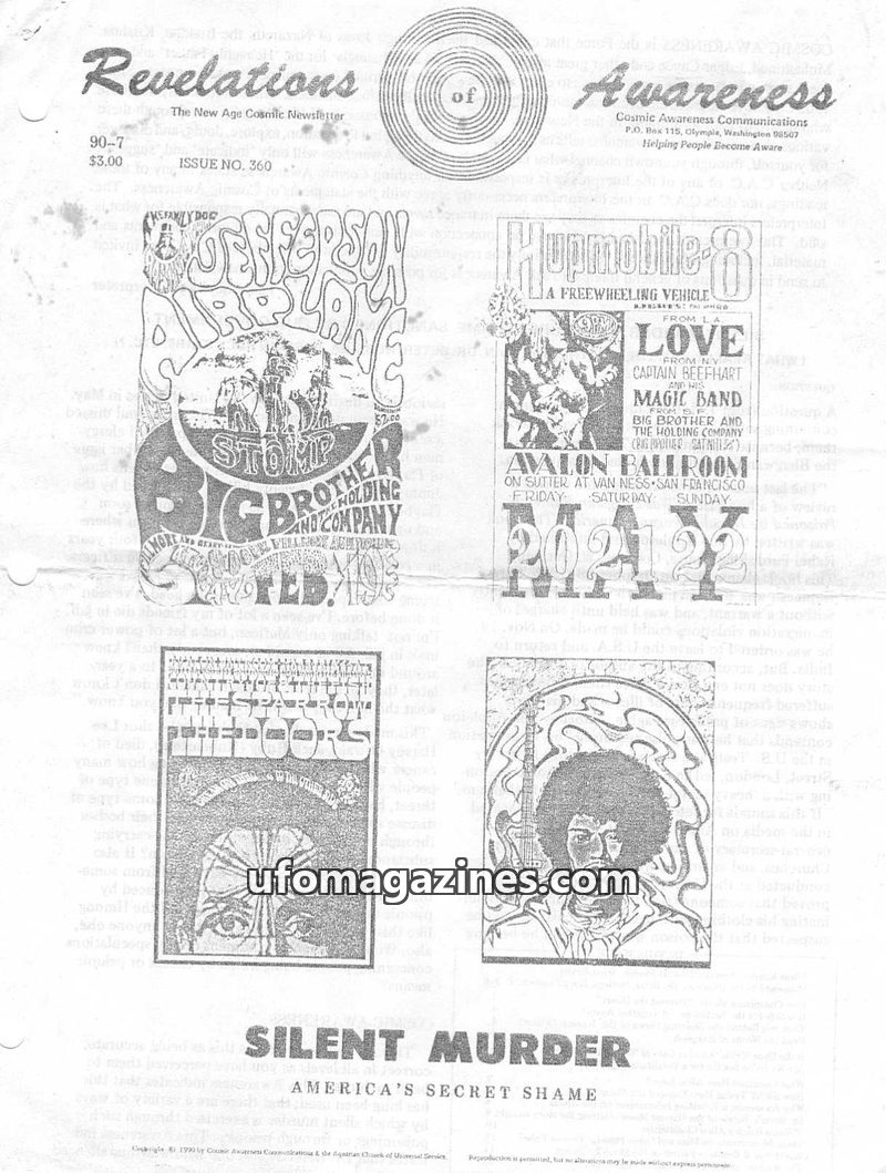 Cover of Cosmic Awareness - 1990 07 - alien drug moon war health space mars secret conspiracy murder