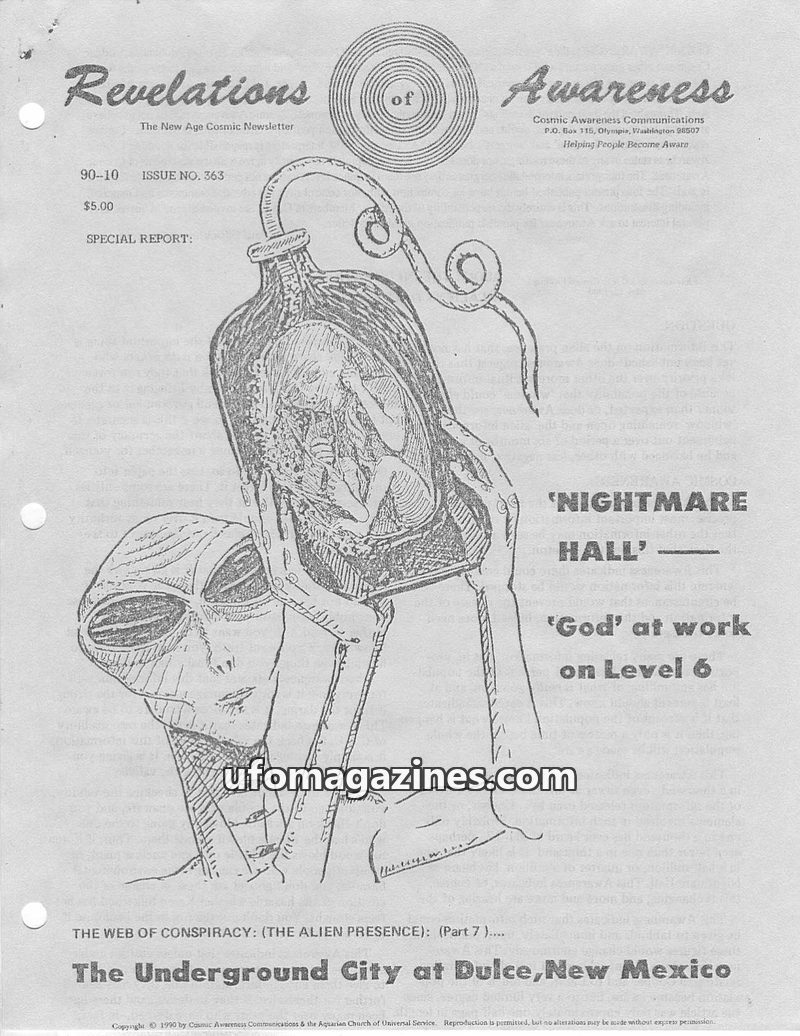 Cover of Cosmic Awareness - 1990 10 alien ufo tunnel area 51 deep underground military base delta group dreamland dulce underground abduction