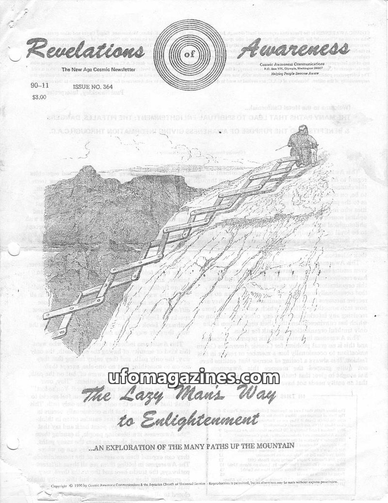 Cover of Cosmic Awareness - 1990 11 - alien ufo religion love politics psychology abduction kennedy god mind