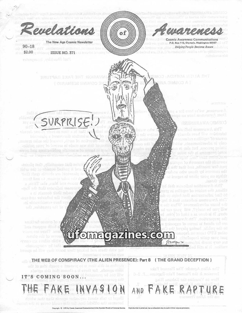 Cover of Cosmic Awareness - 1990 18 - alien draconian reptilian kahuna ufo mind psychology subconscious meditation implant