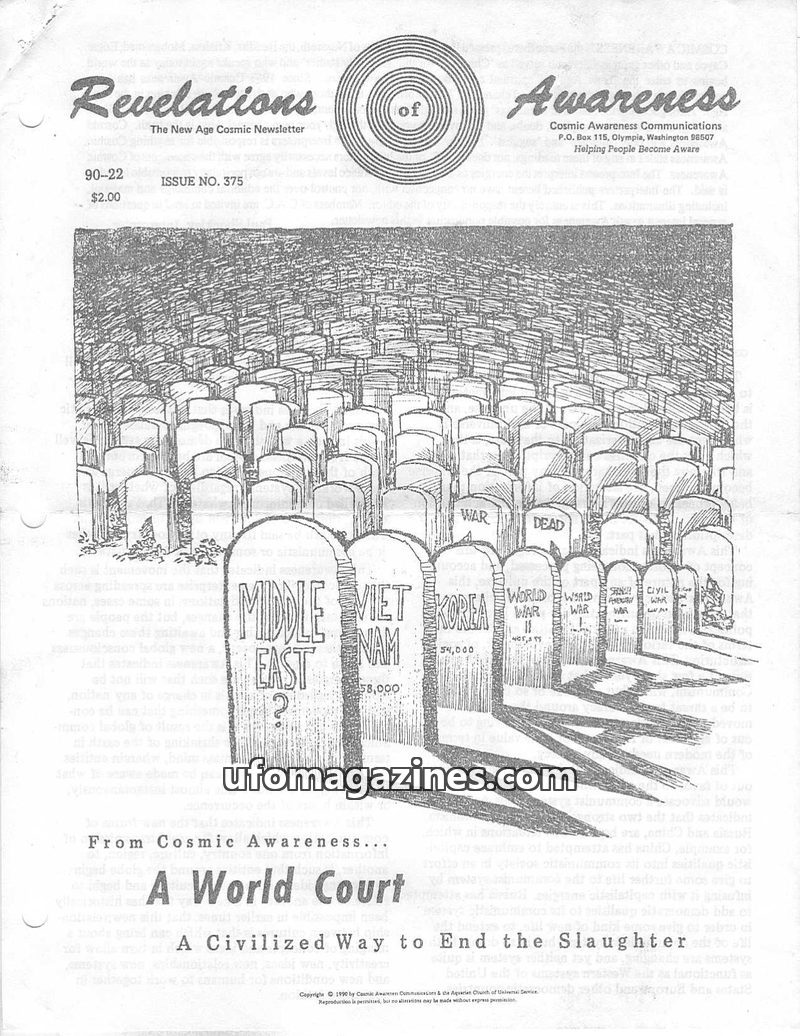 Cover of Cosmic Awareness - 1990 22 - china money health war communism teeth vikki economics religion united nations