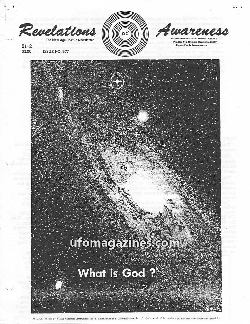 Cover of Cosmic Awareness - 1991 02 - alien god ufo religion greys zeta gods nuclear robotoid money