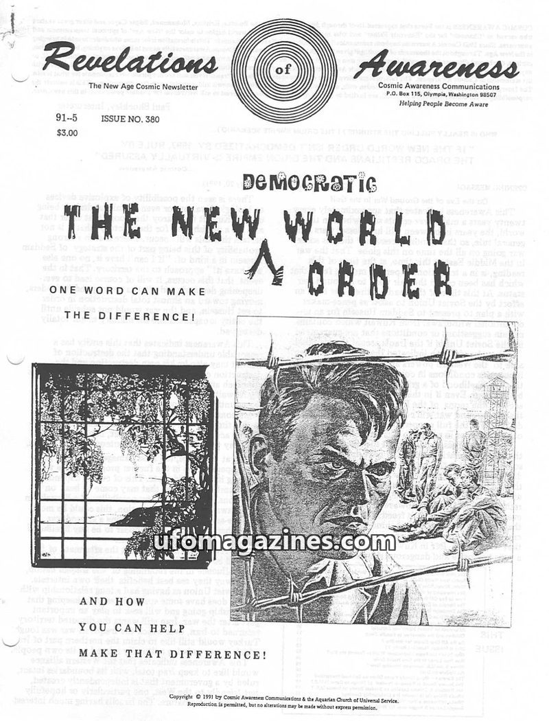 Cover of Cosmic Awareness - 1991 05 - war new world order alien money constitution karma politics economy finance orion