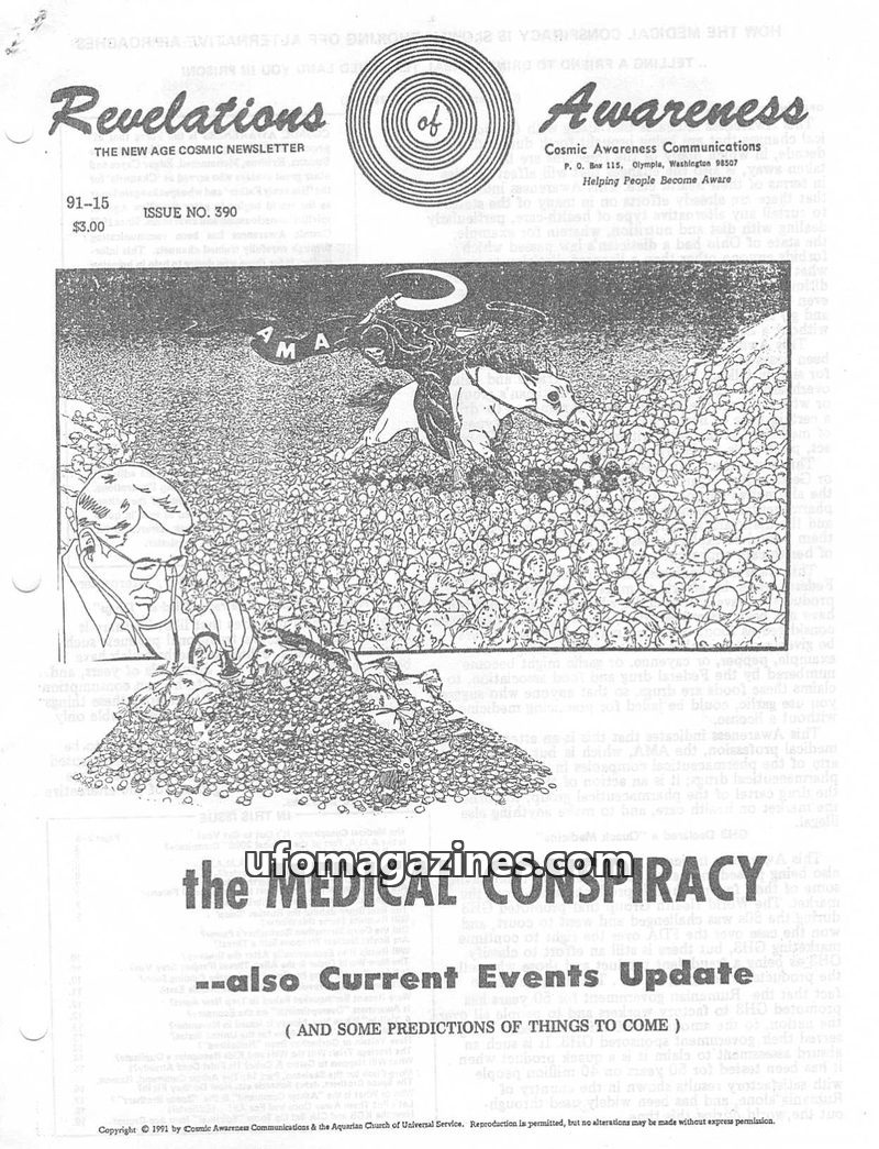 Cover of Cosmic Awareness - 1991 15 - alien health ashtar command religion war disaster money new world order earthquake russia