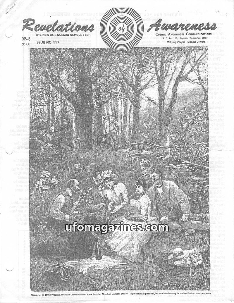 Cover of Cosmic Awareness - 1992 05 - alien implant channel psychology mind greys zeta subconscious orion meditation