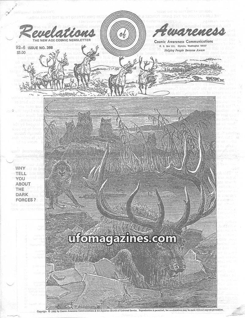 Cover of Cosmic Awareness - 1992 06 - alien draconian reptilian money implant greys zeta economy finance nemesis