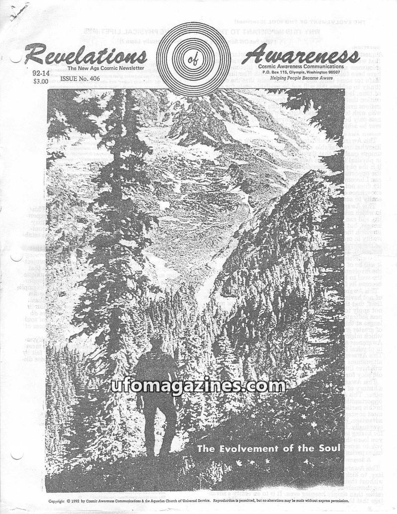 Cover of Cosmic Awareness - 1992 14 - religion alien war god zionism christianity nazi afterlife soul greys