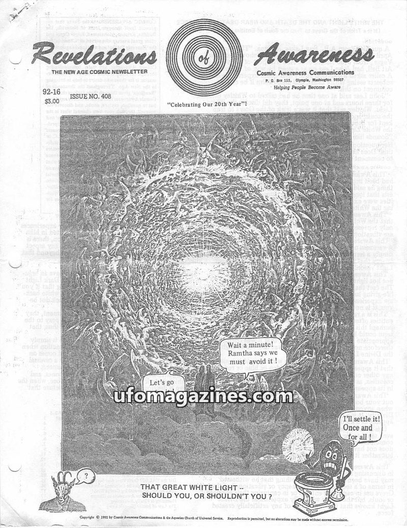 Cover of Cosmic Awareness - 1992 16 - hell heaven alien white light psychology mind subconscious hades religion health