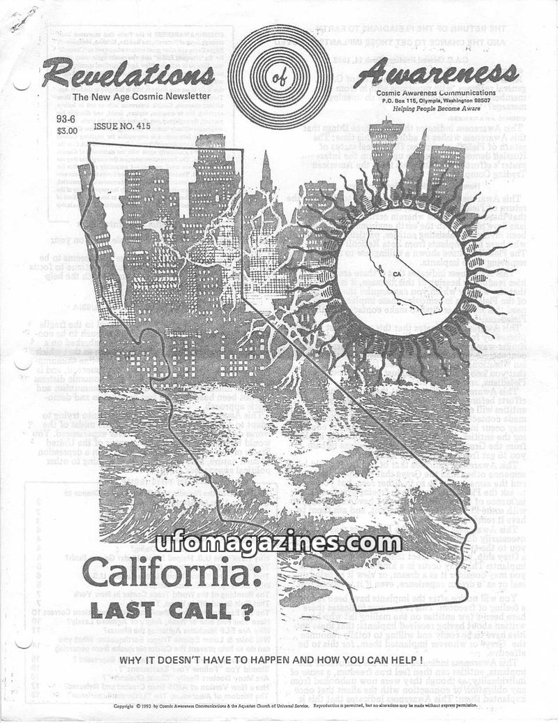 Cover of Cosmic Awareness - 1993 06 - alien technology health elf russia pleiadian aids disaster earthquake water