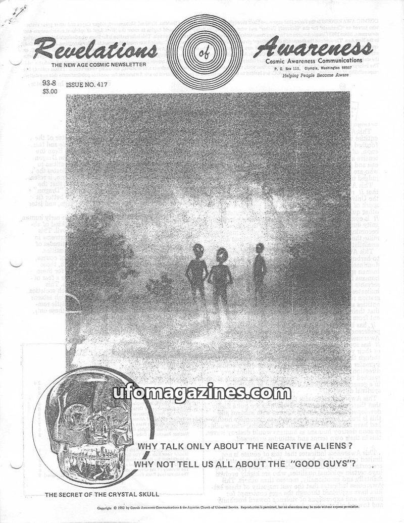Cover of Cosmic Awareness - 1993 08 - alien implant children crystal psychology mind protection subconscious draconian reptilian
